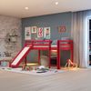Cama Alta Kids com Escorregador em Madeira Maciça/MDF Vermelho