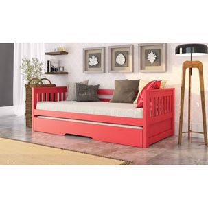 Cama Solteiro com Cama Auxiliar Mission Arbol Móveis Vermelho