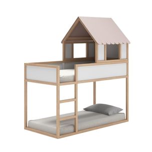 Beliche Infantil Telhadinho Fun 5 Opções de Montagem- Branco/Rosa