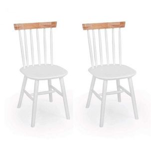 Kit 2 Cadeiras Madeira Maciça Milena Branco/Natural
