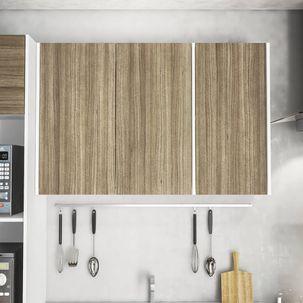 Armário Aéreo para Cozinha Mali com 3 Portas - Branco/Castanho