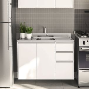 Balcão para Pia Mali com 2 Portas e 3 Gavetas - Branco