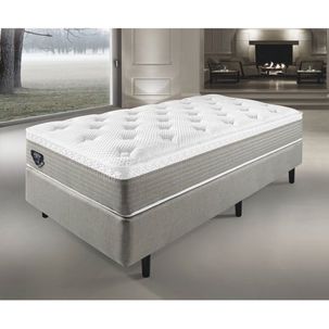 Cama Box Solteiro Energy Prime Molas Verticoil 68x88x188cm Ecoflex Cinza/Branco