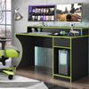 Mesa Gamer Escrivaninha 1 Gaveta 2 Nichos Safira Belaflex Preto Fosco/Verde