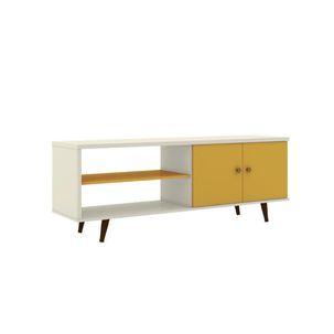 Rack Para TV de até 46 Polegadas 2 Portas Retrô Off White/Amarelo