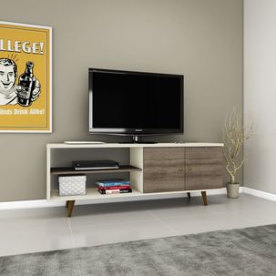 Rack para TVs até 50 Polegadas 2 Portas 2 Nichos Retrô RT 3108 Off White/Rústico