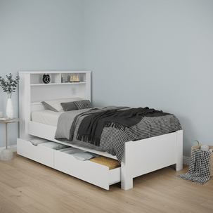 Cama de Solteiro com 2 Gavetas Invicta Contemporânea Branco