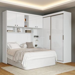 Guarda Roupa Casal Compacto 6 Portas 7 Nichos 5 Gavetas Paris Santos Andirá Branco