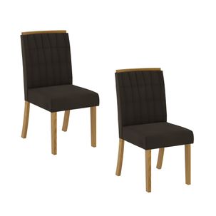 Kit 2 Cadeiras Tauá Estofadas com Tecido Suede - Nature/Marrom