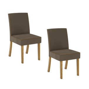 Kit 2 Cadeiras Maris Estofadas com Tecido Suede - Nature/Marrom Claro