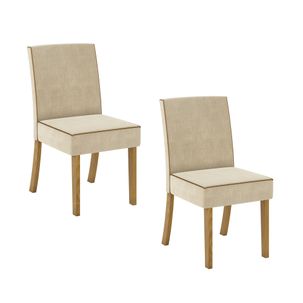 Kit 2 Cadeiras Maris Estofadas com Tecido Suede - Nature/Linho