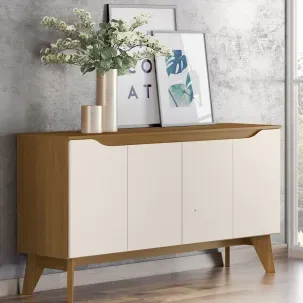 Buffet Aparador 4 Portas Quartzo Móveis Nature/Off White