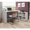 Mesa em L Escrivaninha 140x130cm Barcelona com 8 Nichos Branco