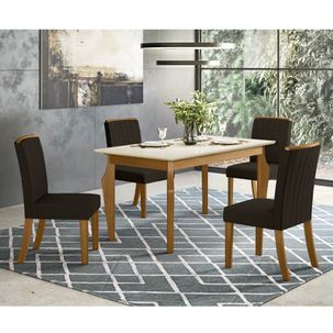 Mesa de Jantar Ghala 160cm 4 Cadeiras Tauá - Nature/Off White/Marrom