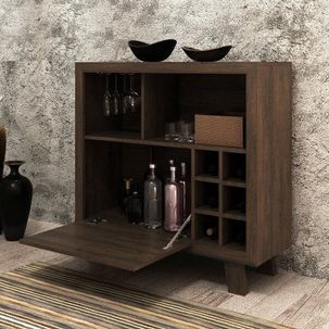 Adega 1 Porta Basculante Colmeia para 6 Garrafas Rústico