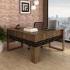 Mesa para Escritório 136cm em L com Detalhe Ripado ME4145 Nogal/Preto