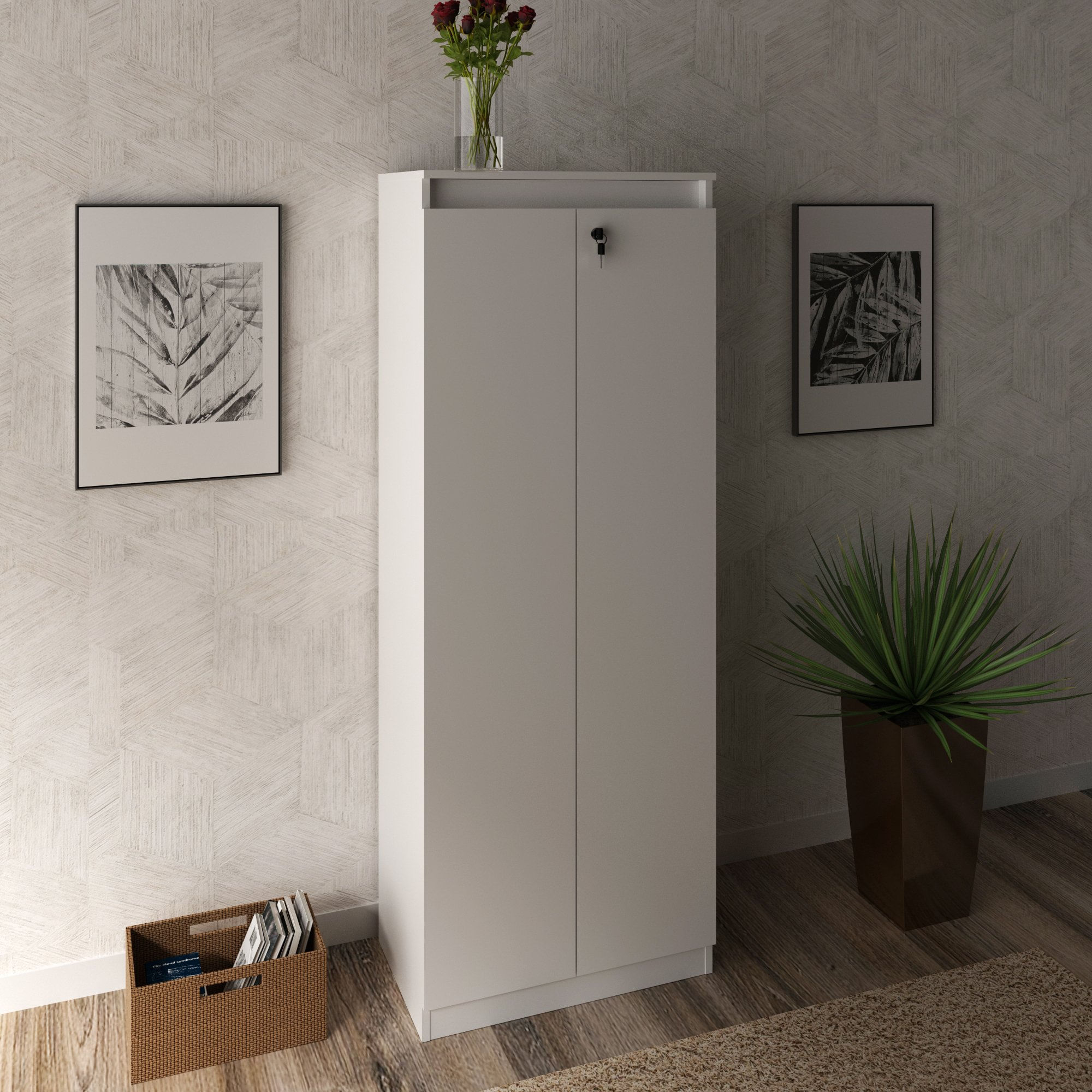 Armário para Escritório com 2 Portas com Chave ME4151 Tecno Mobili Branco