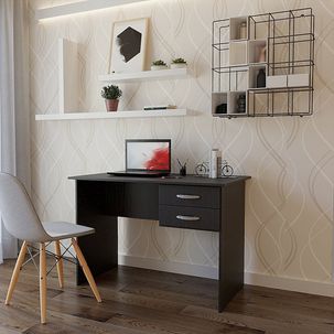 Escrivaninha 2 Gavetas Vitória DRD Móveis Preto Perfect Touch