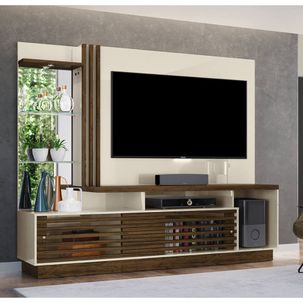 Rack com Painel Frizz Plus para TV 60" - Off White/Imbuia