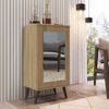 Aparador Retrô com Espelho 1 Porta 3 Prateleiras Oak