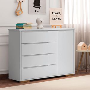 Cômoda Infantil Sloan 4 Gavetas 1 Porta com LED Móveis Estrela Branco