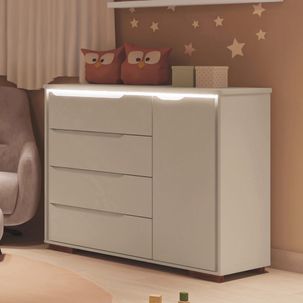 Cômoda Infantil Sloan com 4 Gavetas e Led - Off White