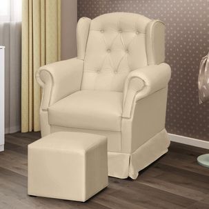 Poltrona Para Amamentação com Puff Letícia Phoenix Baby Bege