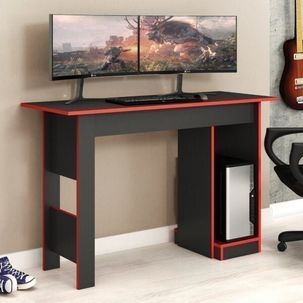 Mesa para Computador Gamer Escrivaninha 117cm Suporte CPU Fellicci Grafite/Vermelho