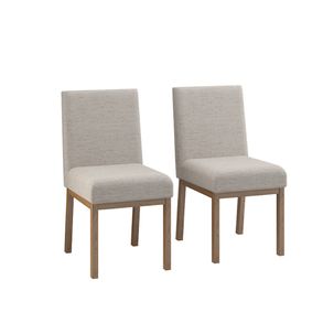 Conjunto 2 Cadeiras Sofia Estofada Lona - Nogueira/Cinza