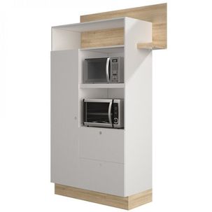 Paneleiro Duplo com Torre Quente 1 Porta e 2 Gavetas Divicar Branco/Carvalho Treviso