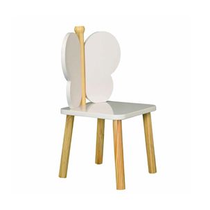 Cadeira Infantil Hora de Brincar Borboleta - Branco/Pinus