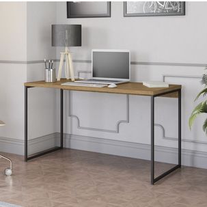 Mesa de Escritório Secretaria 136cm Industrial Freijó/Preto Fosco