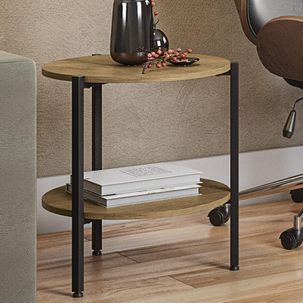 Mesa de Centro Industrial com 1 Prateleira Freijó/Preto Fosco