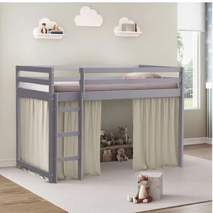 Cama infantil Prime Alta II com Tenda Casatema Cinza