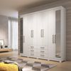 Guarda Roupa Casal 8 Portas 6 Gavetas Master com Espelho e Pés Branco