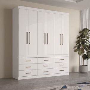 Guarda Roupa Casal 6 Portas 9 Gavetas Plus 6.9 Santos Andirá Branco
