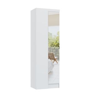 Guarda Roupa Modulado Infinity Canto Reto com 1 Porta e Espelho Branco