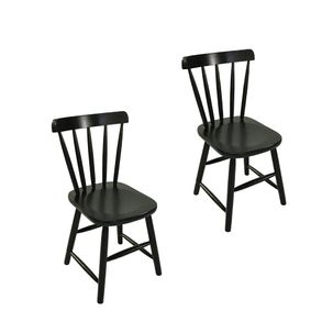 Kit com 2 Cadeiras Espanha com Assento Anatômico MDF 30mm/Madeira - Preto