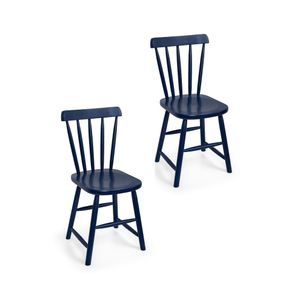 Kit 2 Cadeiras Espanha com Assento Anatômico Madeira/MDF - Azul