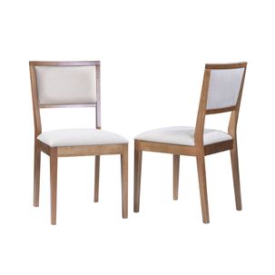 Kit 2 Cadeiras Cannes Estofada em Madeira Eucalipto - Castanho/Cinza