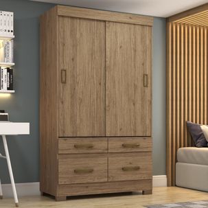 Guarda Roupa Flex 2 Portas de correr 4 gavetas - Rústico