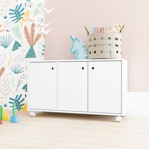 Cômoda Infantil 3 Portas 1 Prateleira Branco