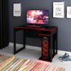 Mesa Gamer 105cm com 1 Prateleira e Porta CPU ME4161 Preto/Vermelho