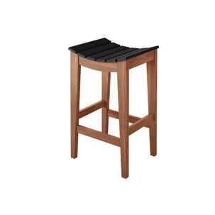 Banqueta Londres Assento Madeira - Imbuia/Preto