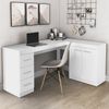 Mesa para Escritório em L 3 Gavetas 2 Portas Branco