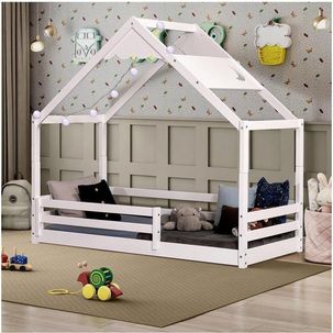 Cama Montessoriana Prime com Telhado Inclinado Lua Casatema Branco
