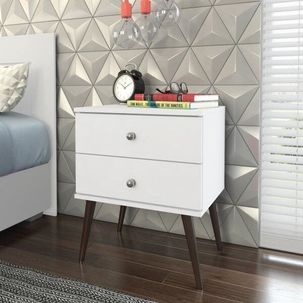 Mesa de Cabeceira 2 Gavetas Retrô RT 3032 Branco