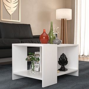 Mesa de Centro Retangular Hecol Móveis Branco TX/Branco TX