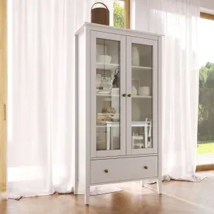 Cristaleira 2 Portas com Vidro 1 Gaveta Vogue Branco