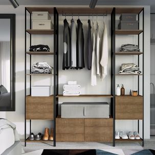 Guarda-Roupa Closet Industrial 3 Módulos 8 Gavetas Vermont/Preto